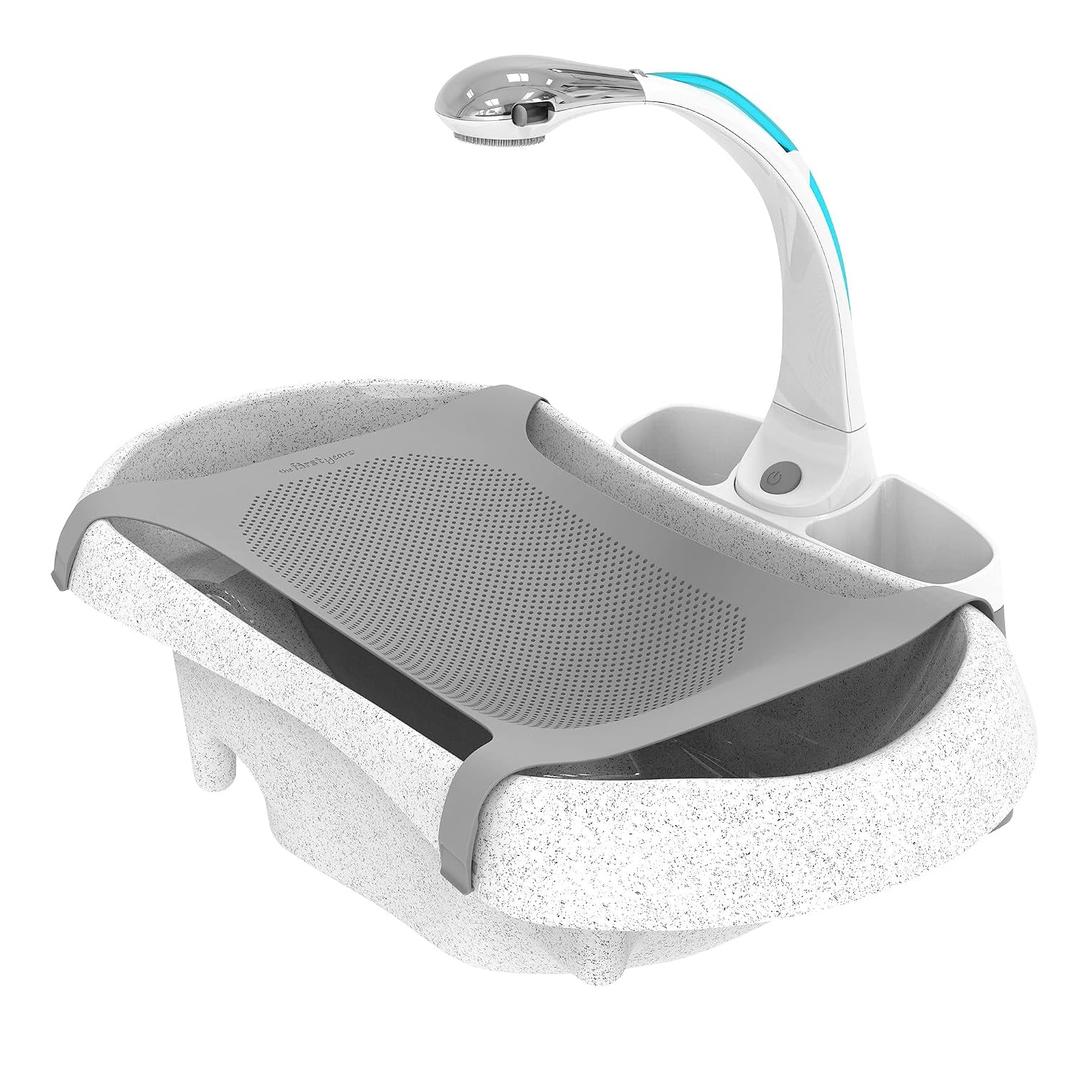 The First Years Rain Shower Baby Spa Bathtub Set Includes Infant Sling, Soothing Spray Shower Head, Fresh Water Tank and Built-in Soft Brush 3-in-1 Newborn to Toddler Design Baby Bath Essentials