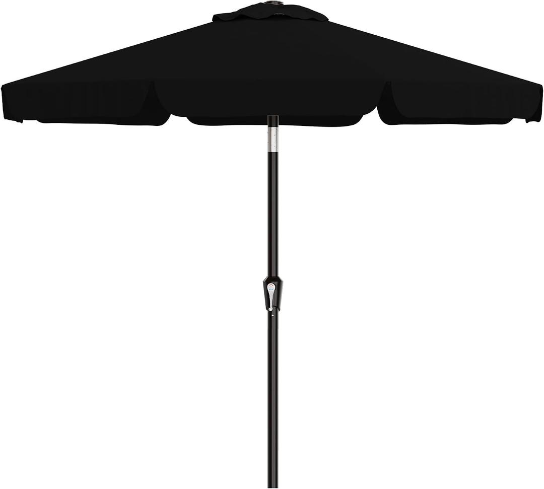 AreShark 9FT Valance Patio Umbrella, Outdoor Table Umbrella with Tilt and Crank, Outdoor Market Umbrellas W/ 8 Sturdy Ribs UV Protection for Garden, Deck, Backyard and Pool, Black