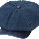WITHMOONS Denim Cotton Newsboy Hat Baker Boy Beret Flat Cap KR3613 (Medium, Darkblue)