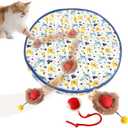 Interactive Cat Toys Ball - 2pcs Automatic Fast Rolling Ball in Play Mat, Hide and Seek Mouse Catching Game, Low-Noise Cat Enrichment Toys in Pouch for Indoor Bored Cats(Paw Print Pattern - Round)