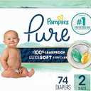 Pampers Baby Diapers - Pure Protection - Size 2, 74 Count, for up to 100% Leakproof, Premium Plant-based Skin Protection