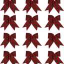 12 Pcs Bows 6 Inch, Christmas Tree Decorations Xmas Garland Ties, Gift Package Party Wedding Bow Ornaments (Red)