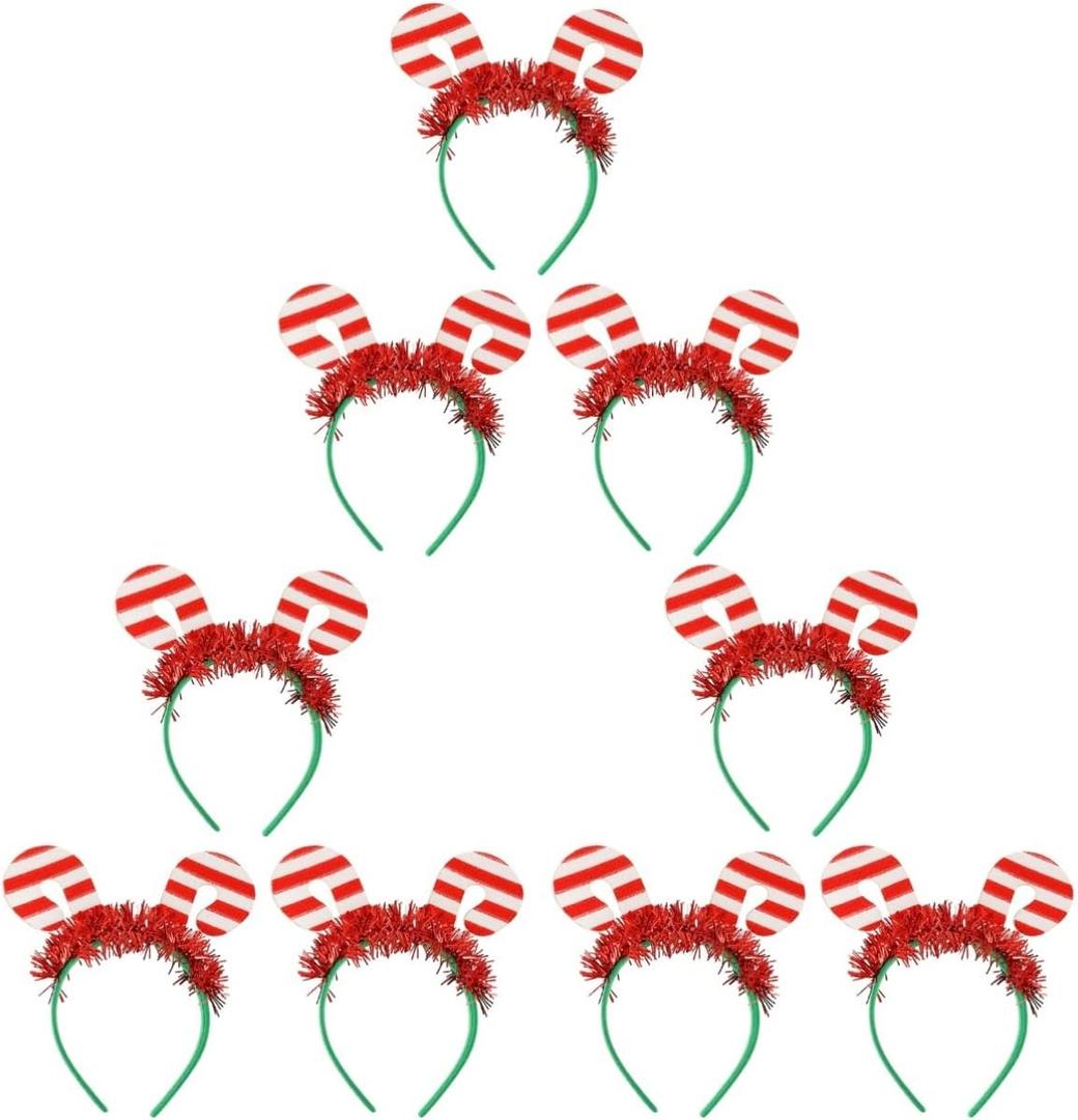 FRCOLOR Hair Decorations Christmas Decorations 9 pcs Christmas Candy hair hoop party hair decoration candy cane hairband Cane Headband Decor