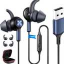 USB Headphones Headset with Microphone for PC 7.5 Ft Cable, USB A Headphones for Computer Office Meeting, Wired USBA Earbuds with Mute Stereo Noise Isolating Call Laptop Earphones for Dell/Surface