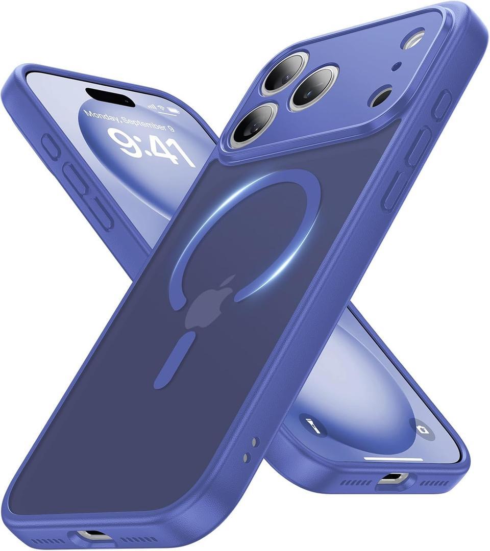 Faiono Magnetic for iPhone 17 Pro Case [Full Camera Protection][Military-Grade Protection][Compatible with MagSafe] Shockproof Protective Slim Phone Case for iPhone 17 Pro, Cobalt Blue