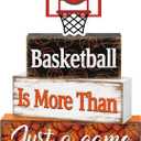 Briwooody 4 Pcs Basketball Decorations 2026 Sport Tiered Tray Decor Ball Wooden Sign Blocks Basketball Room Decor Farmhouse Table Centerpieces for Home Shelf Locker Bedroom Senior Night Party Gifts