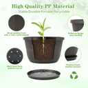 Quarut 12 Inch Large Planter Pot for Plants Indoor Outdoor, 4 Pack Plastic Flower Pots with Drainage Hole & Tray, Modern Decorative Garden Pot with Saucer, Plant Container for HouseBrown