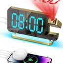 GoldenDigital Mirror Projection Clock, 6.5'' Display With 180 Ceiling Projection, 11 Colors & 6 Brightness Levels, Loud Alarm With USB C Port for Kids/Adults