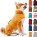 KYEESE Dog Coat Windproof Dog Coats for Small Dogs Waterproof Dogs Jacket with Fleece Lined Warm Pet Winter Puffer Coat with Leash Hole Thick Cat Clothes with Pocket Soft Pet Sweater for Cold Weather (Medium, 08# Yellow)