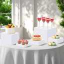 EI 8Pcs Acrylic Buffet Risers,High-end Classic Food Display Riser for Party,Catering,Jewelry Collectibles.White Heavy duty Dessert Table Display Set,Acrylic Cube Boxes Display Nesting Risers