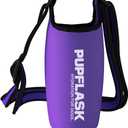 Tuff Pupper PupFlask Insulated Neoprene Dog Water Bottle Holder Sling with Wide Adjustable Shoulder Strap, Great for Travel, Walking, Hiking, Portable Pet Water Bottle Holder (27 OZ, Ultra Violet)