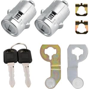 HZEL 1 Pair Car Driver and Passenger Door Lock Cylinder Set with 2 Keys, OEM#15298924 Vehicle Front Left Right Barrel, Automotive Door Lock Tumbler Compatible with Sierra 1500 2500 3500