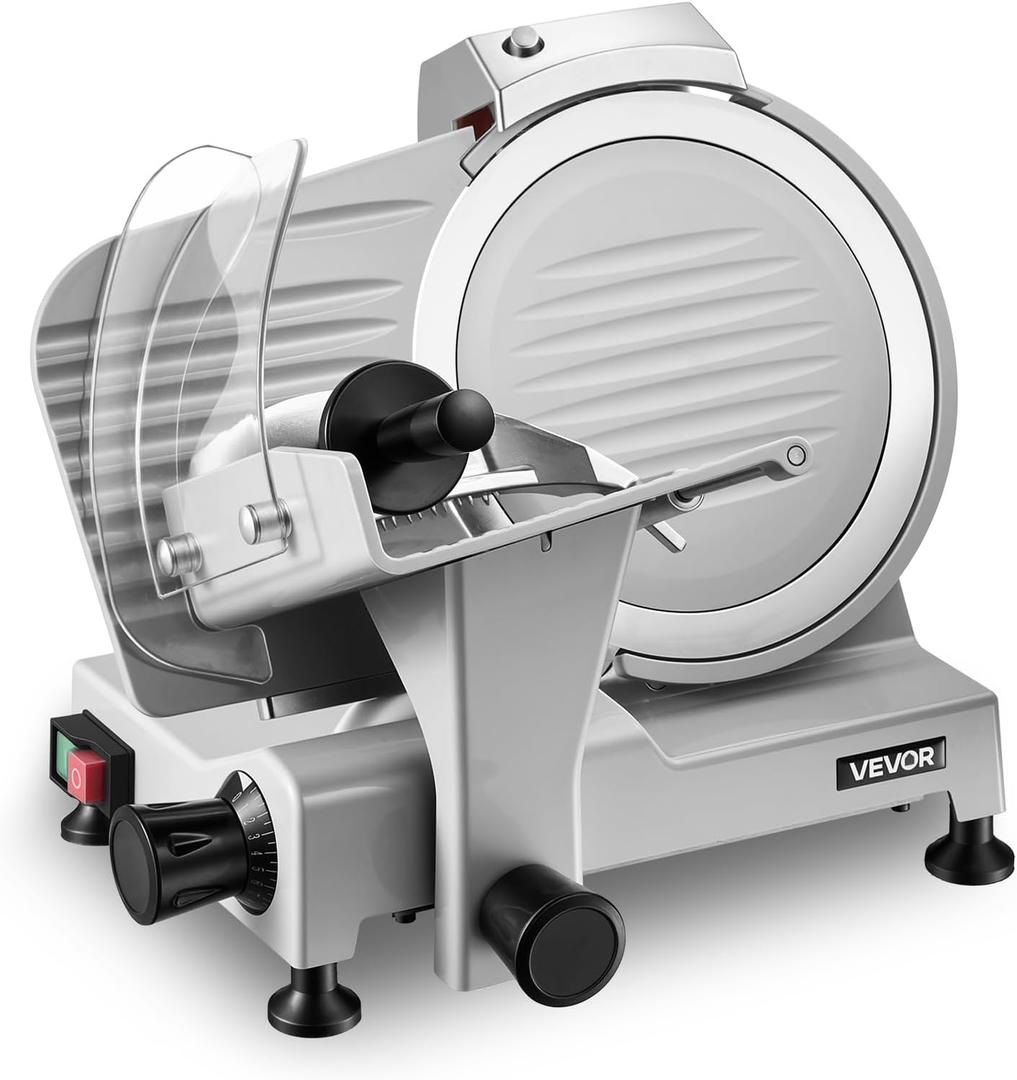 VEVOR Commercial Meat Slicer 300W Electric Cutter 10" Carbon Steel Blade