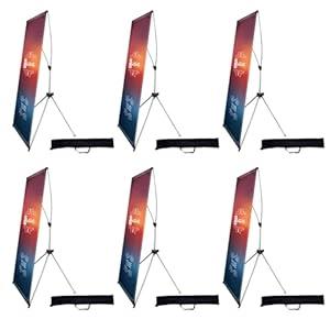 USCNC X Banner Stand Adjustable Fit Banner 23 x 63 to 32 x 78 Inch, Portable Travel Bag, Bigger, More Adaptable Advertising, Stores, Tradeshow, Restaurant, Event, Birthday & Party (6 PACK)