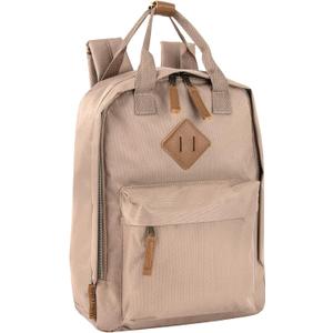 MADISON & DAKOTA Canvas Mini Backpack for Everyday & Day Pack Rucksack in Solid Color Blocks (Almond)