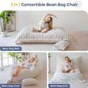 MAXYOYO Giant Bean Bag Chair with Pillow, 3 in 1 Convertible Bean Bag Chair for Adults with Removable Cover, Floor Cushion Stuffed Floor Lounger for Living Room Bedroom, Beige