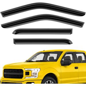 Extra Durable Window Deflectors Tape-On Window Visors Rain Guards Fit for Ford F150 2015-2026 SuperCrew, Sun Visors, Wind Vent for Shades, Exterior Car Accessories - 4pcs. AG0050