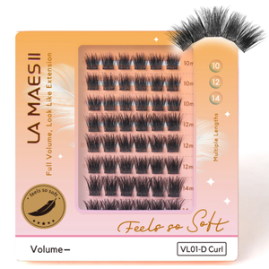 LA MAESII Lash Clusters, 48Pcs Volume Eyelash Clusters, D Curl Eyelash Extensions with Super Soft Cluster Lashes Reusable 1014mm Individual Lashes(VL01D)