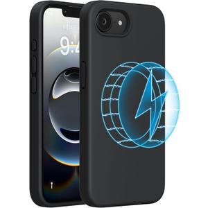 Miracase Compatible with iPhone 16e Case/iPhone 17e Case, [Soft Anti-Scratch Microfiber Lining], Liquid Silicone Shockproof Drop Protection Phone Case for iPhone 16e/17e, Black Magnetic