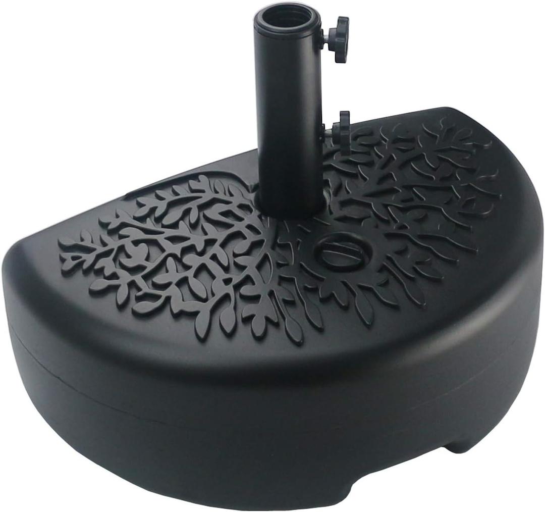 Sunnyglade 40 lb Half Moon Shaped Water Filled Umbrella Base Patio Umbrella Stand (Black)