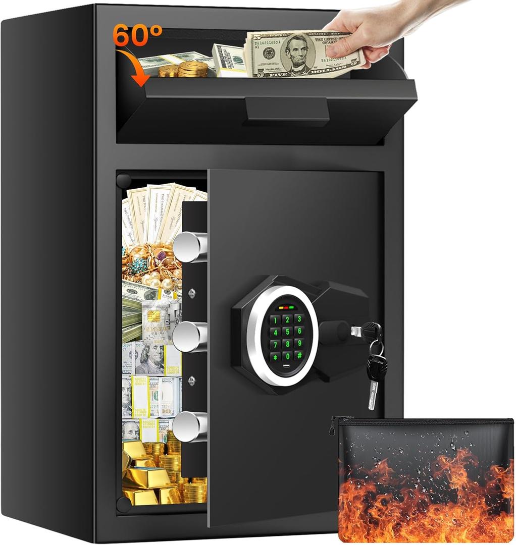 2.8 Cuft Drop Safe for Business, Cash Safe Box with Quick Place Drop Slot