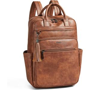 Shrrie Laptop Backpack for Women 15.6 inch Travel Leather Backpack Purse Work Computer Backpacks for Business College Brown (Brown) Shrrie Laptop Backpack for Women 15.6 inch Travel Leather Backpack Purse Work Computer Backpacks for Business College Brown (Brown)