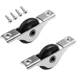 Bettomshin 2Pcs Dia 30mm Nylon Single Wheel, (65x13x8mm LxWxT) Screen Door Wheels Stainless Pulley Electroplating Sliding Door Window Pulley Stainless Steel Shell Black
