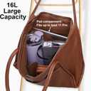 Large Tote Bag for Women Work with Zipper 16L Vegan Leather Ladies Travel Purses and Handbags (T1-brown)