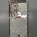 Shockproof Case for Samsung Galaxy S25 Ultra, with 360 Rotatable Ring Holder Magnetic Kickstand, Plating Rose Gold Edge Slim Soft Protective Cover, White