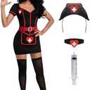 Spooktacular Creations Halloween Nurse Costume Woman, Black Nurse Costume Cardiac Arrest Dress for Halloween Costumes Cosplay XXL