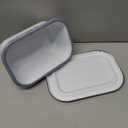 Suwimut Enamel Butter Dish with Lid for Countertop Refrigerator, Vintage White Butters Holder Tray, Black Rim Enameled Metal Covered Butters Keeper Container for East West Coast Butter Stick