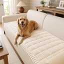 decorUhome Fuzzy Pet Couch Cover for Dogs, Non-Slip Sofa Covers for 3 Cushion Couch, Soft Thick Furniture Couch Protector, Washable Sofa Slipcovers, White, 27.6" x 82.7"