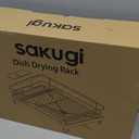 Stainless Steel Dish Drying Rack for Kitchen Counter, Sink Organization and Storage Essentials with Silverware & Utensil Holder, Home and Apartment Decor, 12.5''W x 16.5'L, Black