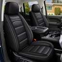 Seat Covers Custom Fit for GMC Yukon 8 Seats: 2007-2025 Waterproof Faux Leather Automotive Seat Covers Airbag Compatible Car Seat Protectors with 3 Storage Bags (Black)