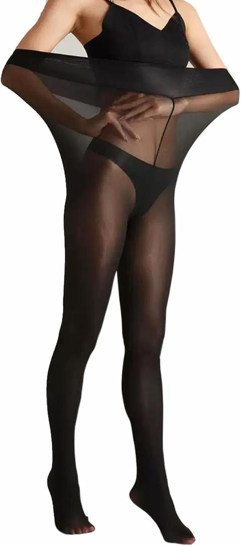 30D Pantyhose for Women, 2PCS High Waisted Control Top Tights for 59-77°F (Black)