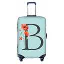 Travel Luggage Cover Spandex Blue Suitcase Protector Bag,Black Letter B Boho Floral Poppy Flowers Leaves Anti-Scratch Washable Baggage Covers For Wheeled Suitcase Kid Adult,M (For 29-32 Inch Luggage)