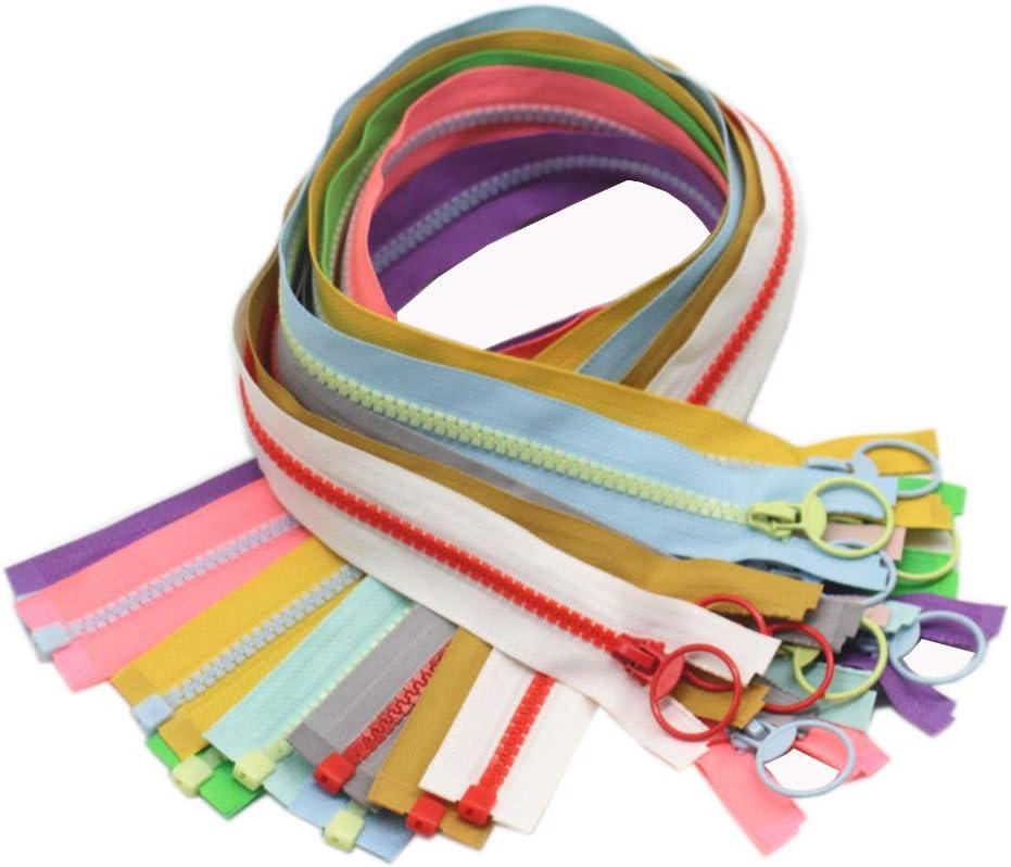 YaHoGa 10pcs 24 Inch Separating Jacket Zippers for Coat Jackets DIY Sewing Handbags Clothing Resin Zipper Plastic Zippers Bulk 10 Colors (24" O/E)