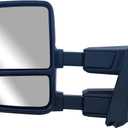 Driver Left Side Door Towing Mirror Power and Heated with Signal Light and BLIS Textured and Chrome Back Cover For Ford F-150 F-250 F-350 F-450 F-550 Super Duty from 2017 to 2020