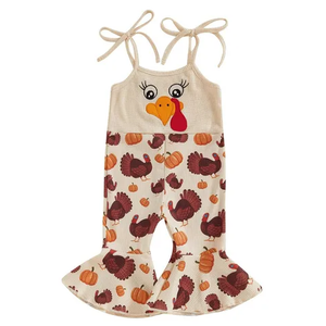 Baby Girl Halloween Outfit Boo Ribbed Toddler Romper Overalls Jumpsuit Spaghetti Strap Ghost Bell Bottoms Outfits 18/24M