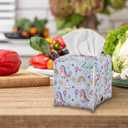 2025 Mother's Day Tissue Box Cover Cute Dinosaur Pattern Custom Tissue Box Cover for Tabletop Bathroom Car Office Decoration 5.1 x 5.1 X 5.5 Inch Blue