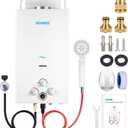 Kohree Tankless Water Heater Propane, 10L 2.64 GPM Portable Tankless Water Heater with Handle, On Demand Instant Hot Water Heater with Overheating Protection, for RV Camping, Pool, Barn & Cabin, White
