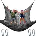 Kids Climbing Cargo Net, 9.8 * 9.8 ft Playground Safety Net, Polyester Double Layers Net Bridge for Inside, Outside, Backyard,Tree House, Obstacle Training, Monkey Bar, Black (9.8 * 9.8)