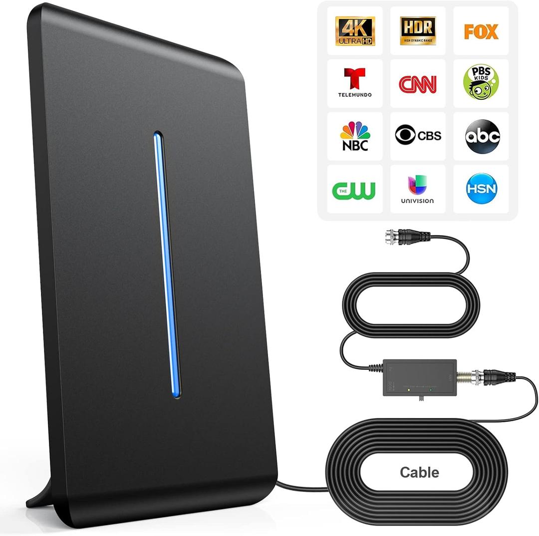 Digital Antenna for Smart TV Indoor Outdoor with Amplifier, 360° Long Range Reception HD Local Channels