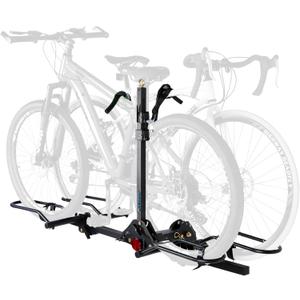 POLESTAR Hitch Mounted 2-Bike Rack, 200lbs Capacity Bike Rack Hitch with Lock, 2" Receiver Foldable Platform Mount for E-Bike, Up to 5" Fat Tire Bicycle and Standard, fit Car Trucks SUVs RVs Trailer