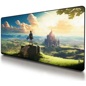 VNDL Gaming Mouse Pad XXL Extra Large Extended Non Slip - Anime Gaming Mouse Mat, Green, Black, Microfiber Cloth, Rubber, 31.5 x 15.7 in