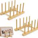 2 Pack Bamboo Puzzle Rack - 4 Slots Puzzle Organizer for Tidying Kid Room, Puzzle Storage for Displaying Toddlers Books and Puzzles