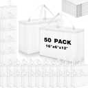 Windyun Reusable Grocery Bags Large Non Woven Shopping Bags with Handles Foldable Portable Tote, 16x6x12 Inch (White)