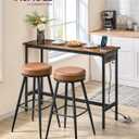 VASAGLE Bar Table, Narrow Long Kitchen Dining Table with Charging Station, Sturdy Metal Frame, Industrial, 15.7 x 47.2 x 35.4 Inches, Rustic Brown and Ink Black ULBT121K01