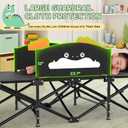 Slendor Toddle Cot, Toddler Portable Bed w/Cartoon Handrail, Blanket (5ft x 4ft), Folding Toddler Cots for Camping, Travel Bed, Extra Long Cot Length 56", Support 330 Lbs, Black