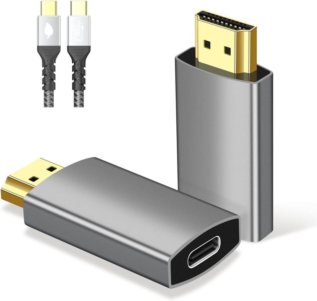 USB C Female to HDMI Male Adapter with USB-C Video Cable, 4K@60Hz UniDirectional USB Type C Source to HDMI 2.0 Display Converter Thunderbolt 3/4 to HDM-I for i-/Phone 17 MacBok Pro, Galaxy - 1 Pack (grey)